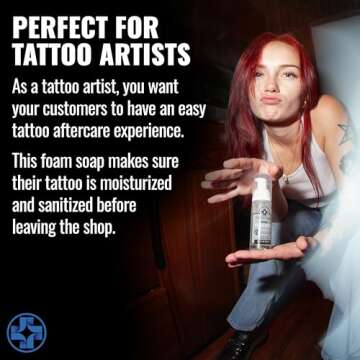 Saniderm Foaming Tattoo Soap (1.7oz Travel Size) – Gentle Soap for Tattooed Skin, Infused with Antimicrobial Colloidal Silver, Aloe Vera, and Nourishing Sea Buckthorn Oil