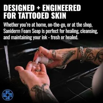 Saniderm Foaming Tattoo Soap (1.7oz Travel Size) – Gentle Soap for Tattooed Skin, Infused with Antimicrobial Colloidal Silver, Aloe Vera, and Nourishing Sea Buckthorn Oil