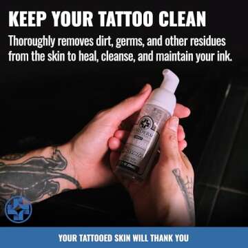 Saniderm Foaming Tattoo Soap (1.7oz Travel Size) – Gentle Soap for Tattooed Skin, Infused with Antimicrobial Colloidal Silver, Aloe Vera, and Nourishing Sea Buckthorn Oil