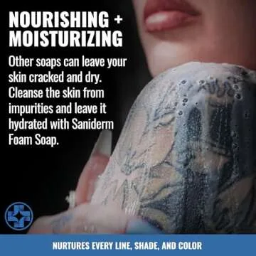 Saniderm Foaming Tattoo Soap (1.7oz Travel Size) – Gentle Soap for Tattooed Skin, Infused with Antimicrobial Colloidal Silver, Aloe Vera, and Nourishing Sea Buckthorn Oil