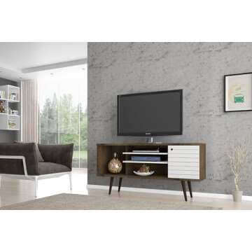 Manhattan Comfort Liberty Mid Century Modern TV Stand for Televisions up to 50 Inches, Bedroom and L...