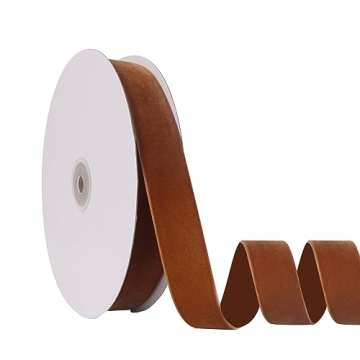 1" X 20 Yards Khaki Velvet Ribbon for Christmas Tree Wreath Decoration Handmade Crafts Ornaments Gif...