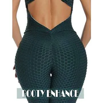 SEASUM Women Texture Bodysuit Sleevesless Sport One-Piece Backless Sexy Slimming Bodycon Rompers Jumpsuit S