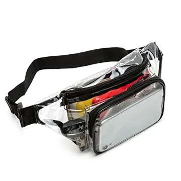 Clear Fanny Pack for Women, Bycobecy Clear Waist Bag with Adjustable Strap, Transparent Clear Stadium Bag for Concerts, Sports and Traveling (Black)