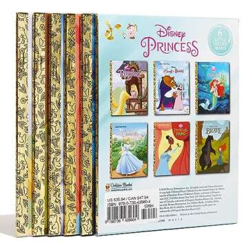 Disney Princess Little Golden Book Library -- 6 Little Golden Books: Tangled; Brave; The Princess and the Frog; The Little Mermaid; Beauty and the Beast; Cinderella