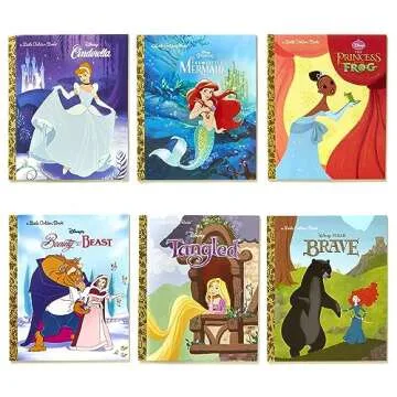Disney Princess Little Golden Book Library -- 6 Little Golden Books: Tangled; Brave; The Princess and the Frog; The Little Mermaid; Beauty and the Beast; Cinderella