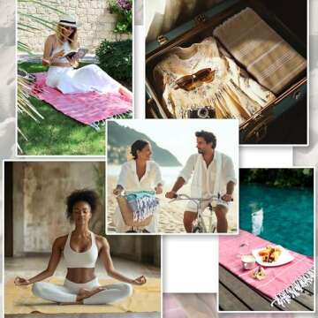 Cacala Lightweight and Thin Turkish Beach Towel 100% Cotton Sand-Free and Quick-Drying Goodness Perf...