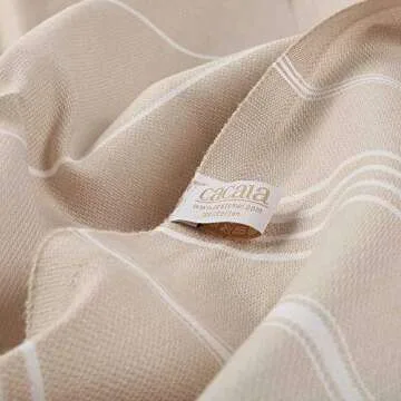 Cacala Lightweight and Thin Turkish Beach Towel 100% Cotton Sand-Free and Quick-Drying Goodness Perfect as an Extra Large Travel Towel, Beach Accessory, or Gift for Beach Lovers, 37 x 70