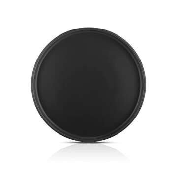Stone Lain Stoneware Round Salad Plates Set, Black Matte, 1.05 pounds