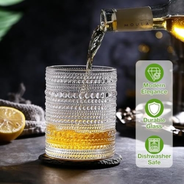 Hlukana Vintage Hobnail Drinking Glasses Set of 8, Stylish Drinkware