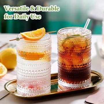 Hlukana Vintage Hobnail Drinking Glasses Set of 8, Stylish Drinkware