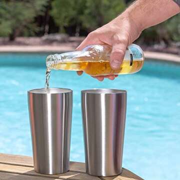 Premium Stainless Steel Vacuum Insulated Pint Glasses - Set of 4 for Outdoor Adventures