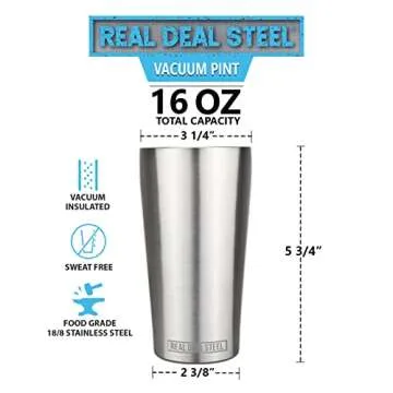 Stainless Steel Vacuum Insulated Pint Glasses Set of 4