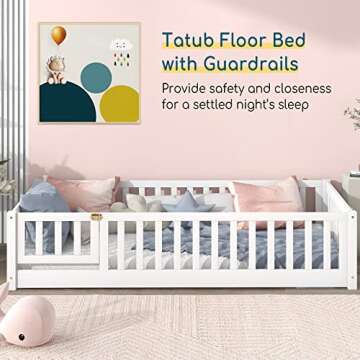 Tatub Twin Montessori Bed - White Kids Floor Bed Frame