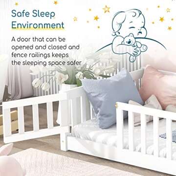 Tatub Twin Montessori Bed - White Kids Floor Bed Frame