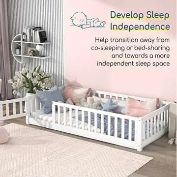 Tatub Twin Montessori Bed - White Kids Floor Bed Frame