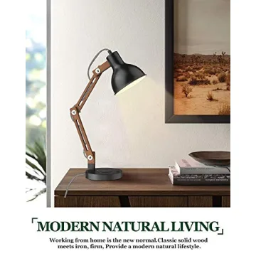 Stylish ELYONA Sapele Wood Desk Lamp with Wireless Charging