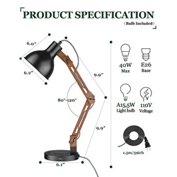 Stylish ELYONA Sapele Wood Desk Lamp with Wireless Charging