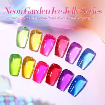 Born Pretty Jelly Gel Nail Polish Spring Summer Ice Jelly Neon Gel Polish Crystal Transparent Gel Po...