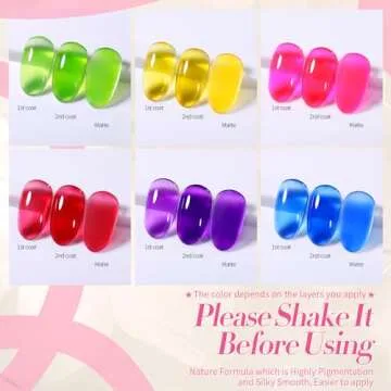 BORN PRETTY Jelly Gel Nail Polish Set - 6 Vibrant Colors