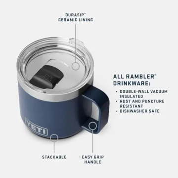 YETI 14 oz Ceramic Lined Stackable Insulated Mug in Black Stone