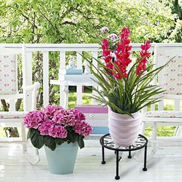FOHOLA 3 Pack Rustproof Iron Plant Stand for Garden