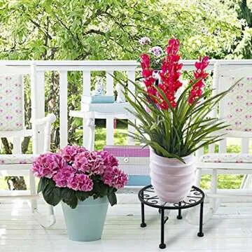 FOHOLA 3 Pack Rustproof Iron Plant Stand for Garden