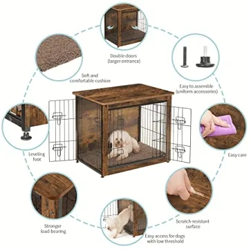 Stylish DWANTON Dog Crate Furniture with Cushion