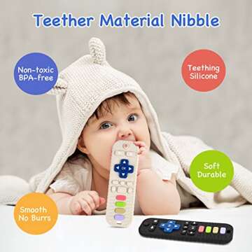 Hooku 2 Pack Silicone Teethers for Babies 0-6 months, Teething Toys for Babies 6-12 Months, Baby Rem...