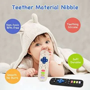 Hooku 2 Pack Silicone Teethers for Babies 0-6 months, Teething Toys for Babies 6-12 Months, Baby Rem...