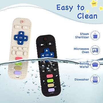 Hooku 2 Pack Silicone Teethers for Babies 0-6 months, Teething Toys for Babies 6-12 Months, Baby Remote Control Toy, Infant Toys 0-3 months, Sensory Chew Toys, Toddler Newborn Baby Girl Boy Gifts