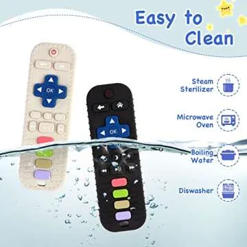 Hooku 2 Pack Silicone Teethers for Babies 0-6 months, Teething Toys for Babies 6-12 Months, Baby Remote Control Toy, Infant Toys 0-3 months, Sensory Chew Toys, Toddler Newborn Baby Girl Boy Gifts