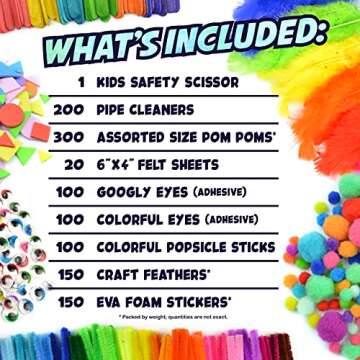 Arts and Crafts Supplies Kit for Kids - Boys and Girls Age 4 5 6 7 8 Years Old - Toddler Art Set Activity Materials in Bulk - Great for Preschool, Homeschool, and Kindergarten DIY Crafting Projects