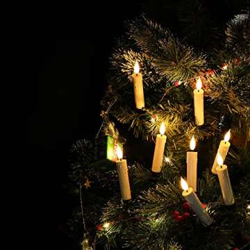 Christmas Tree Clip-on Taper Candles with 3D Flickering Flame Battery Operated Candle with Timer and...