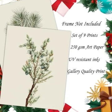 Whaline Vintage Christmas Wall Art Prints for Holiday Decor