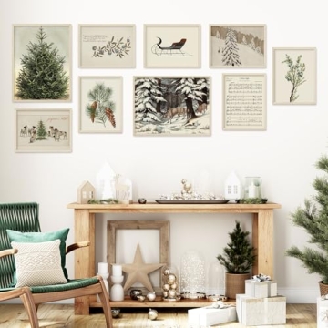 Whaline Vintage Christmas Wall Art Prints for Holiday Decor