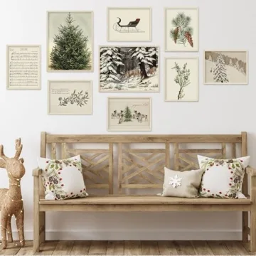 Whaline Vintage Christmas Wall Art Prints for Holiday Decor