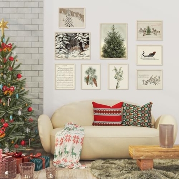 Whaline Vintage Christmas Wall Art Prints for Holiday Decor