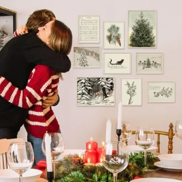 Whaline Vintage Christmas Wall Art Prints for Holiday Decor