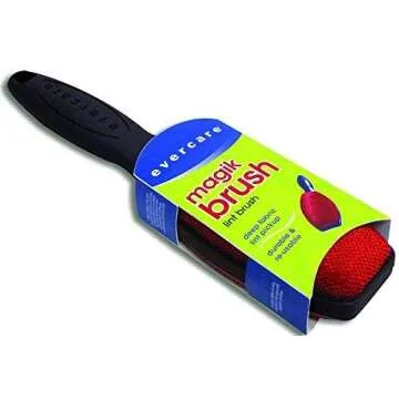 Evercare Magik Brush with Black Handle- Double-Sided Lint Remover Brush, Pet Hair and Dust Cleaner for Clothing, Bedding, Upholstery - Trusted Fabric Lint Roller, Reusable Lint Brush (1-Pack)