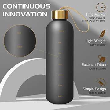 Opard 27oz/32oz Motivational Water Bottle with Time Marker to Drink, Reusable Plastic Bottle with BPA Free Tritan for Gym and Sports