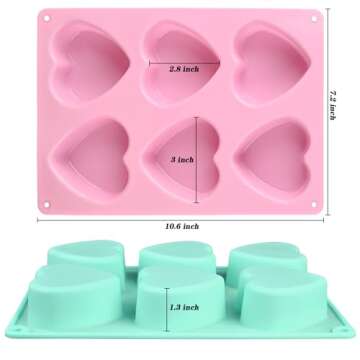 Actvty Heart Shaped Silicone Mold, 6 Holes Heart Molds for Chocolate,Muffins,Cake, Jelly Pudding, Ha...