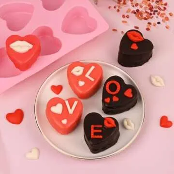 Actvty Heart Shaped Silicone Mold, 6 Holes Heart Molds for Chocolate,Muffins,Cake, Jelly Pudding, Handmade Soap, Bath Bombs Making, Set of 2