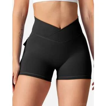 YEOREO Scrunch Workout Shorts with Pockets Charm Gym Biker Shorts for Women High Waisted Yoga Booty ...