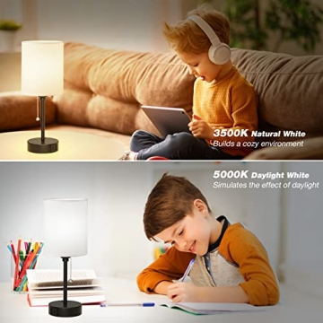 Small Bedside Table Lamp with USB Ports and 3 Color Options