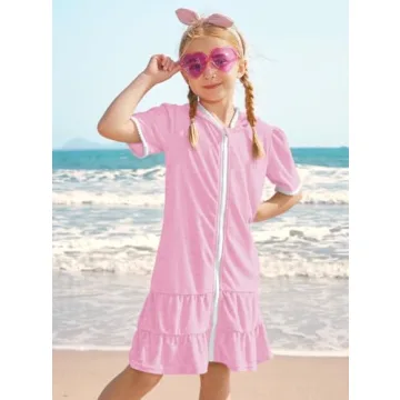 BesserBay Kids Ruffle Hem Hooded Swim Cover Up