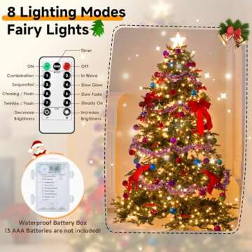 Mlambert 4 Pack 40FT 120LED Fairy Lights Battery Operated with Remote & Timer, Waterproof Twinkle Light 8 Modes for Indoor Outdoor Decor, Warm White