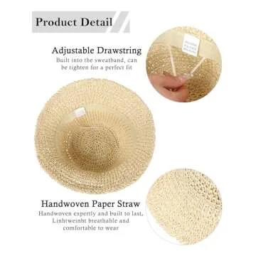 Rulala Fancy Womens Sun Hat Handmade Straw Bucket UV Protection Wide Brim Packable Travel Summer Cap for Beach UPF 50+(Beige)