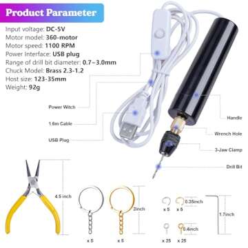 LET'S RESIN Electric Resin Drill, 74Pcs Hand Drill Supplies with 3-Jaw Clamp-Applicable to A Larger ...