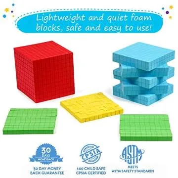 Simply Magic 131 PCS Foam Base Ten Blocks for Math - Place Value Blocks, Base 10 Math Manipulatives K-3, Math Counters, Number Blocks, Math Cubes, Kids Counting Blocks, Kindergarten 1st 2nd 3rd Grade